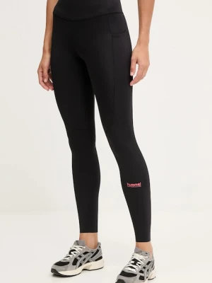 Hummel legginsy treningowe damskie kolor czarny z nadrukiem 230084