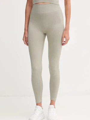 Hummel legginsy treningowe damskie kolor zielony gładkie 231653