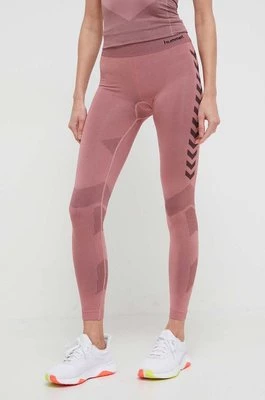 Hummel legginsy treningowe First kolor różowy wzorzyste