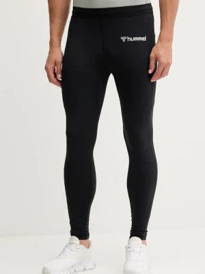 Hummel legginsy treningowe męskie kolor czarny z nadrukiem 227255