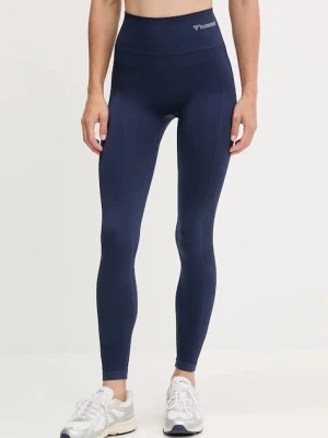 Hummel legginsy treningowe Tif kolor granatowy gładkie 210492