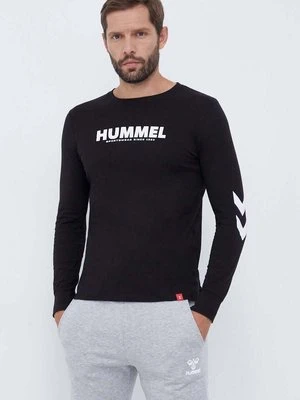 Hummel longsleeve bawełniany hmlLEGACY T-SHIRT LS kolor czarny z nadrukiem 212573