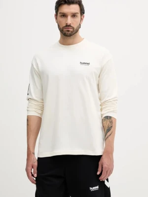 Hummel longsleeve bawełniany kolor beżowy z nadrukiem 227560