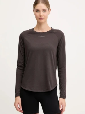 Hummel longsleeve treningowy Vanja kolor brązowy 214244