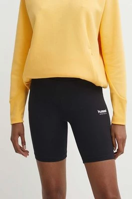 Hummel szorty damskie kolor czarny z nadrukiem high waist