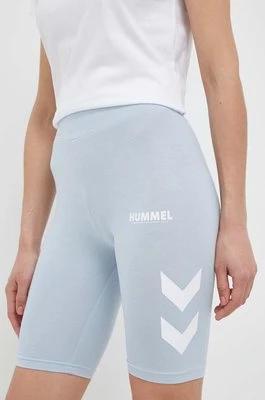 Hummel szorty damskie kolor niebieski z nadrukiem medium waist