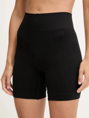 Hummel szorty treningowe damskie kolor czarny gładkie high waist 230078