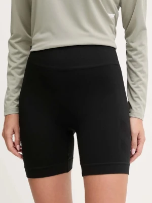 Hummel szorty treningowe damskie kolor czarny gładkie high waist 230078