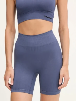 Hummel szorty treningowe Define kolor fioletowy gładkie high waist 224138