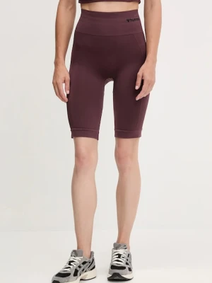 Hummel szorty treningowe Tif kolor czerwony gładkie high waist
