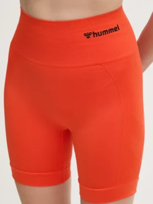 Zdjęcie produktu Hummel szorty treningowe Tif kolor pomarańczowy gładkie high waist 214151