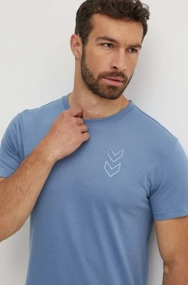 Hummel t-shirt Active męski kolor niebieski gładki 224499
