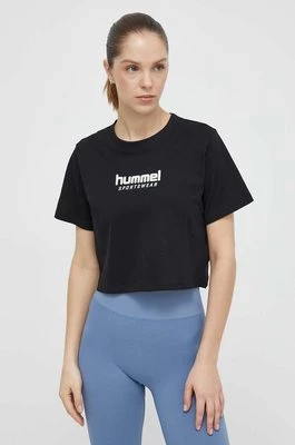 Hummel t-shirt bawełniany damski kolor czarny