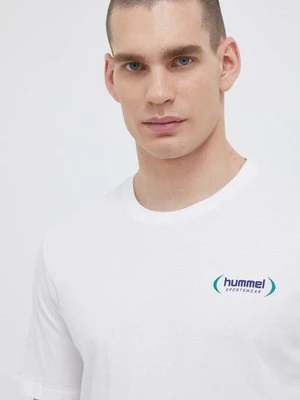 Hummel t-shirt bawełniany kolor biały gładki