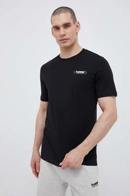 Hummel t-shirt bawełniany kolor czarny gładki