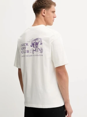 Hummel t-shirt bawełniany męski kolor beżowy z nadrukiem 230025