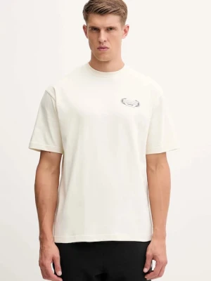 Hummel t-shirt bawełniany męski kolor beżowy z nadrukiem 230029