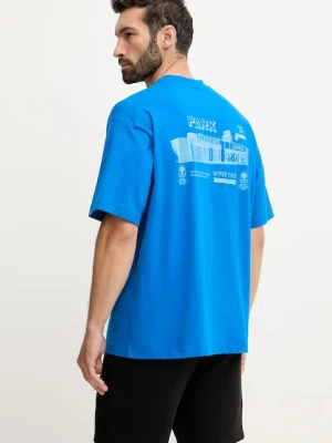 Hummel t-shirt bawełniany męski kolor niebieski z nadrukiem 227549