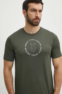 Hummel t-shirt treningowy Boost kolor zielony z nadrukiem 223838