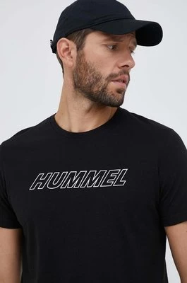 Hummel t-shirt treningowy hmlTE CALLUM COTTON T-SHIRT kolor czarny z nadrukiem 213470