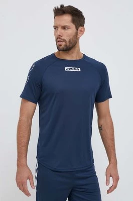 Hummel t-shirt treningowy hmlTE TOPAZ T-SHIRT kolor granatowy z nadrukiem 213475