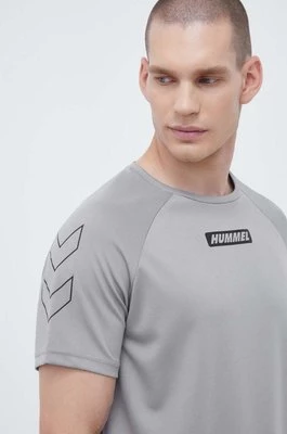 Hummel t-shirt treningowy hmlTE TOPAZ T-SHIRT kolor szary z nadrukiem 213475
