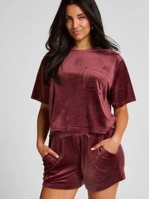 Hunkemöller Aksamitne szorty z kieszenią Czerwony