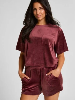 Hunkemöller Aksamitne szorty z kieszenią Czerwony