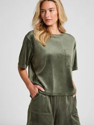 Hunkemöller Aksamitne szorty z kieszenią Zielony