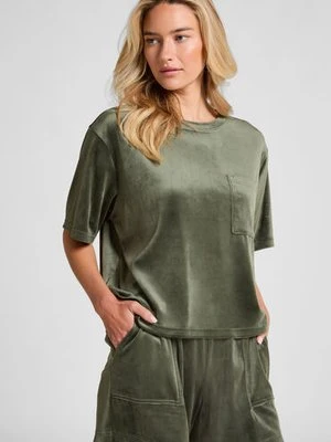 Hunkemöller Aksamitne szorty z kieszenią Zielony