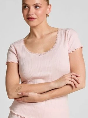 Hunkemöller Ażurowy top z koronką Różowy