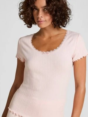 Hunkemöller Ażurowy top z koronką Różowy