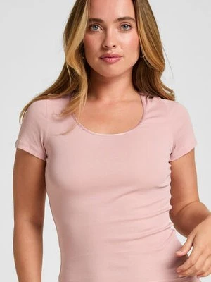 Hunkemöller Basicowy Top z Krótkim Rękawem Różowy