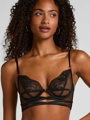 Hunkemöller Biustonosz Longline Amel z Fiszbinami Bez Wkładek Czarny