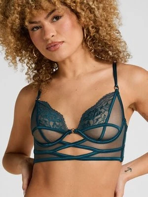 Hunkemöller Biustonosz Longline Amel z Fiszbinami Bez Wkładek Niebieski