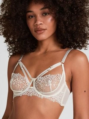 Hunkemöller Biustonosz Longline Kristina z Fiszbinami Bez Wkładek Biały