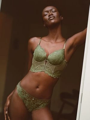 Hunkemöller Biustonosz Longline Prina z Fiszbinami i Wyściółką Zielony