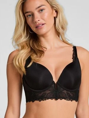 Hunkemöller Biustonosz push-up marki Jemima z usztywnianymi fiszbinami i długim rękawem Czarny
