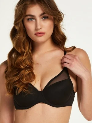 Hunkemöller Biustonosz usztywniany z fiszbinami z siateczką Czarny