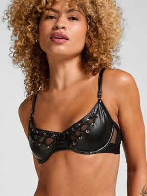 Hunkemöller Biustonosz z fiszbinami bez wyściółki Sam Czarny