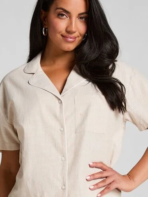 Hunkemöller Bluza bawełniana w paski Beżowy