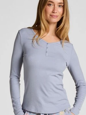 Hunkemöller Bluza piżamowa Henley z długim rękawem Fioletowy