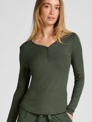 Hunkemöller Bluza piżamowa Henley z długim rękawem Zielony