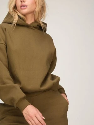 Hunkemöller Bluza z Kapturem z Czesanej Dzianiny Dresowej Zielony