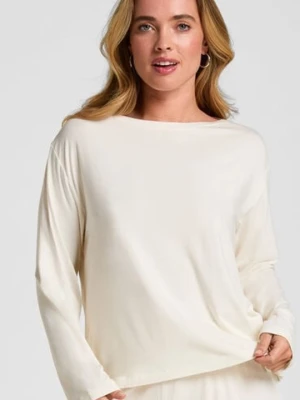 Hunkemöller Bluzka Piżamowa Długi Rękaw Jersey Biały