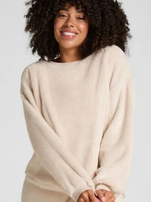 Hunkemöller Bluzka z długim rękawem z miękkiego polaru Beżowy