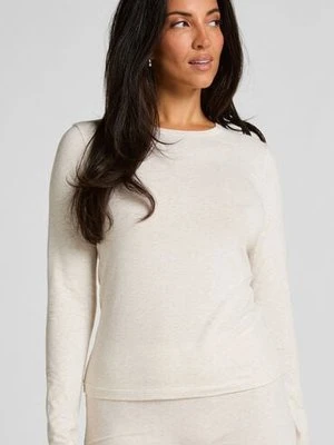 Hunkemöller Bluzka z długim rękawem z miękkiej bawełny Beżowy