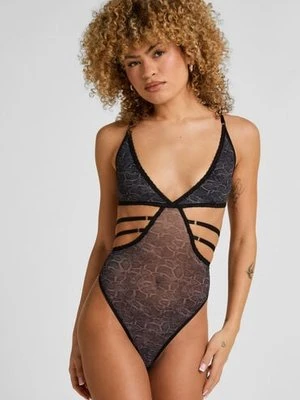 Hunkemöller Body Azula z Wycięciami i Nadrukiem Węża Szary
