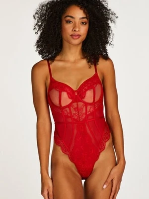 Hunkemöller Body Brie na fiszbinach Czerwony