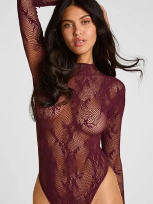 Hunkemöller Body z Koronką All Over Fioletowy